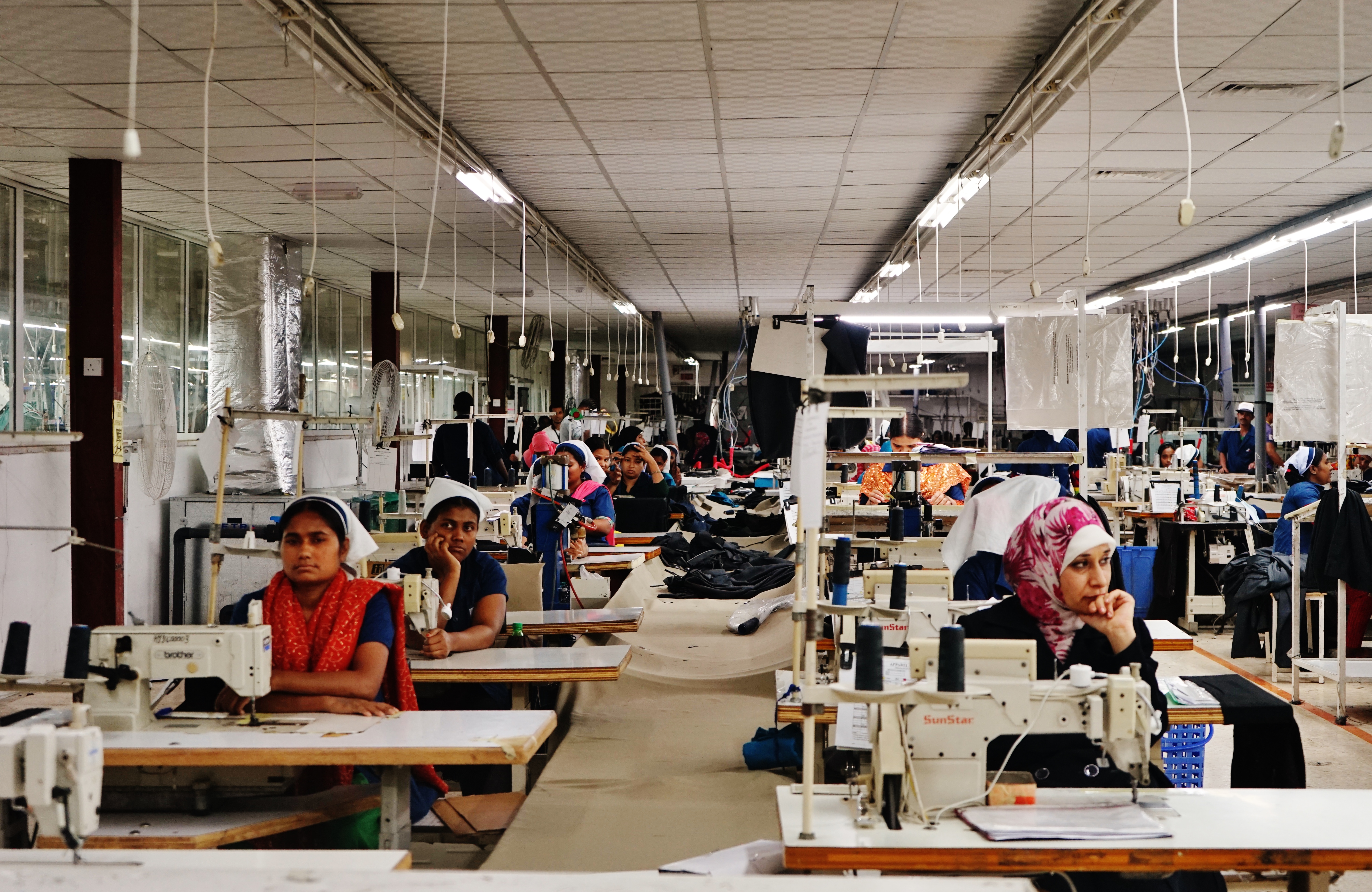 South Asian migrant workers in a garment factory in Jordan. Photo by Sabrina Toppa.