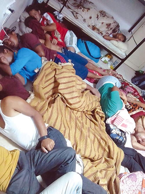 Migrants crammed into an apartment in Dubai where space was so tight that anyone who got up to go to the bathroom or for a walk would lose his spot.